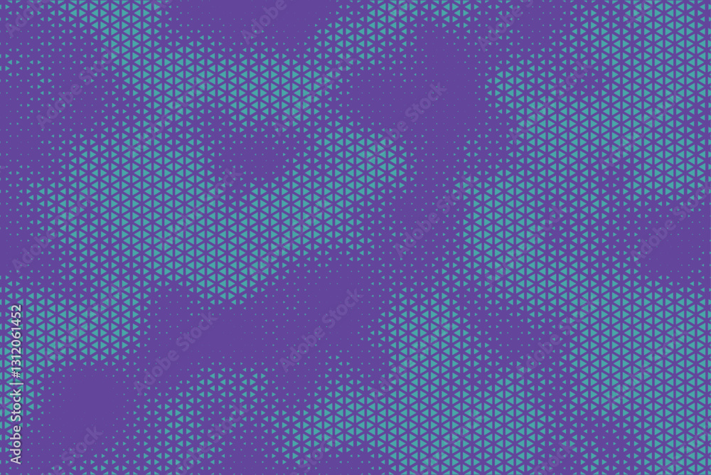 Poster Triangular Halftone Texture Retrowave Vector Geometric Technology Abstract Blue and Aqua Background. Half Tone Triangles Retro Colored Pattern. Minimal 80s Style Dynamic Tech Structure Wallpaper