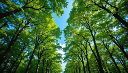 Obraz premium Nature walk forest landscape photography daytime upward perspective greenery