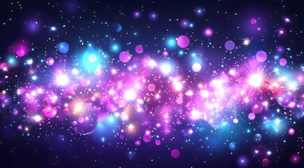 Abstract space background with glowing stars and bokeh
