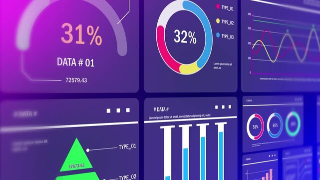 Business data Analytics dashboard Technology Overlay, Futuristic Design for Financial and business concepts, 4K Motion video