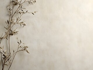 Soft Neutral Wall Background with Delicate Branches for Modern Aesthetic Decor and Design