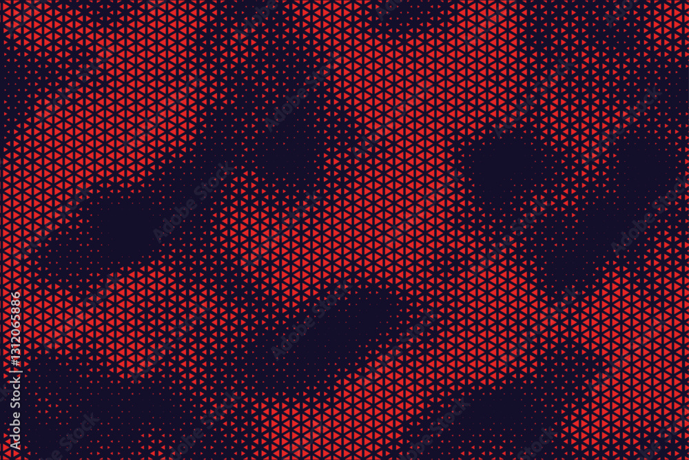 Aufkleber Triangular Halftone Texture Retrowave Vector Geometric Technology Abstract Black and Red Background. Half Tone Triangles Retro Colored Pattern. Minimal 80s Style Dynamic Tech Structure Wallpaper