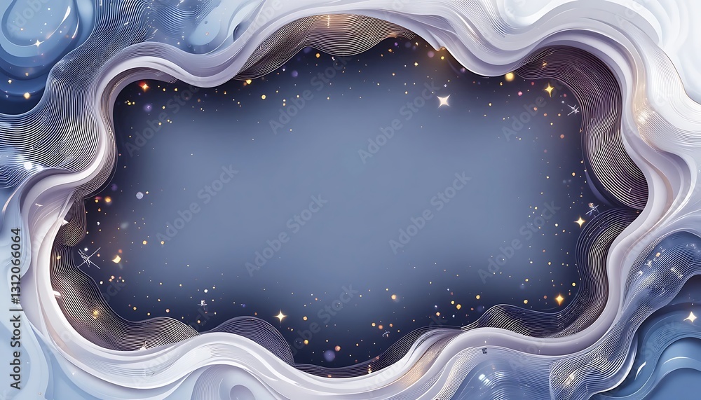 Aufkleber abstract frame with sparkling stars and elegant wave patterns design