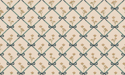 Fototapeta premium Modern seamless vector-style floral pattern with delicate and realistic look, easily editable.