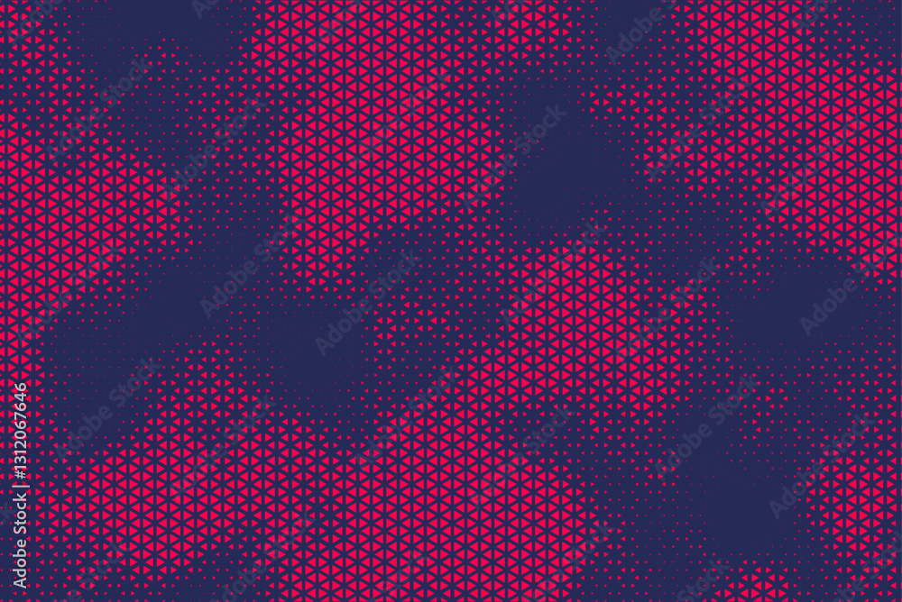 Aufkleber Triangular Halftone Texture Retrowave Vector Geometric Technology Abstract Black and Red Background. Half Tone Triangles Retro Colored Pattern. Minimal 80s Style Dynamic Tech Structure Wallpaper