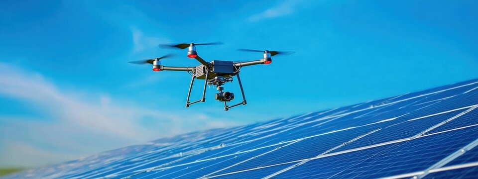 A solar-powered drone mapping unexplored terrains.