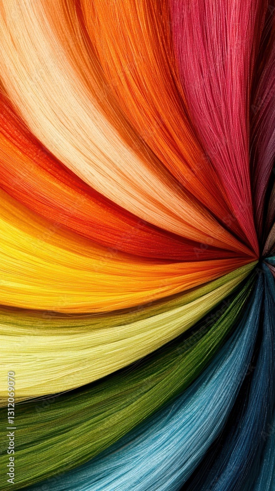 Poster a vibrant swirl of colors radiating from a central point, showcasing a spectrum from red to green, c