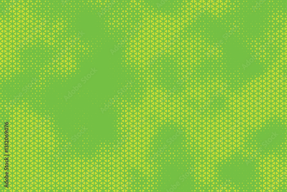 Aufkleber Triangular Halftone Texture Retro Wave Vector Geometric Technology Abstract Green and Yellow Background. Half Tone Triangles Retro Colored Pattern. Minimal 80s Style Dynamic Tech Structure Wallpaper