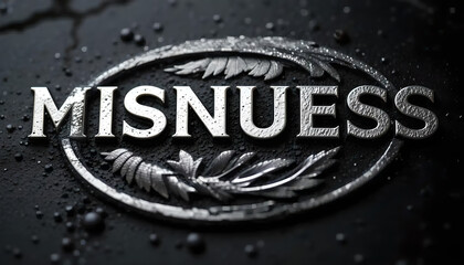 MISNUESS: A Luxurious Emblem with Metallic Shine and Dark Background