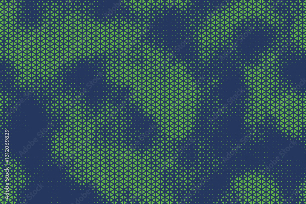 Poster Triangular Halftone Texture Retrowave Vector Geometric Technology Abstract Green Background. Half Tone Triangles Retro Colored Pattern. Minimal 80s Style Dynamic Tech Structure Wallpaper