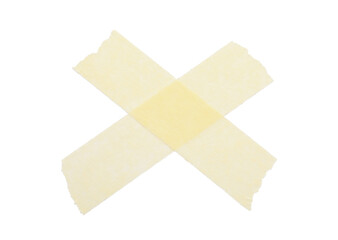 Cross made with masking tape isolated on white, top view