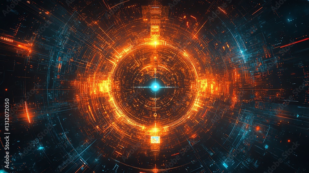 Aufkleber an abstract design of a secure digital lock, glowing encryption symbols, intricate tech patterns, cy