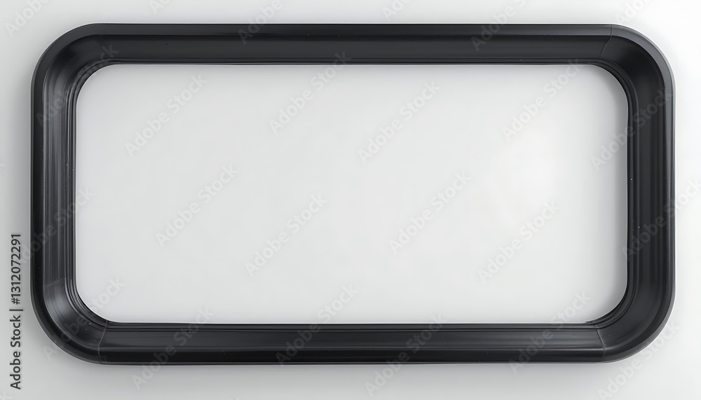 Poster black bordered rectangle frame with rounded corners on white background
