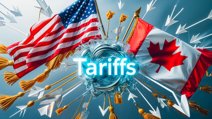 arrow american flag and canadian flag