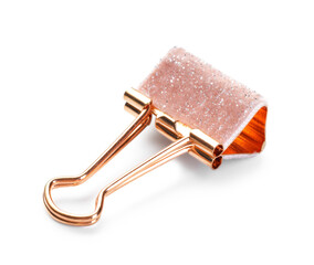 One colorful binder clip isolated on white