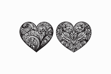 Heart vector silhouette black and white image made by adobe illustrator.