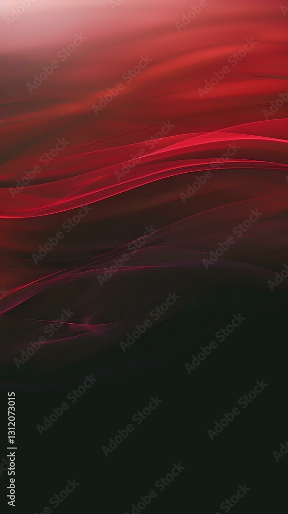 Poster abstract flowing red waves on dark background create dynamic movement and energy, suitable for moder