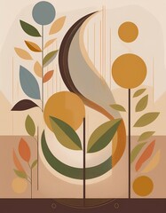 wallpaper illustration of abstract organic shapes in earthy color tones