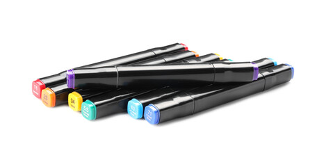 Colorful double sided markers isolated on white