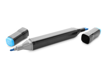 One double sided marker isolated on white