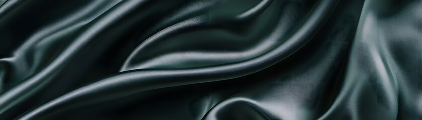 Obraz premium Dark green silky fabric with elegant folds and highlights
