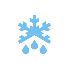 Defrost Icon. Snowflake and Water Droplet Symbol for Thawing Process.