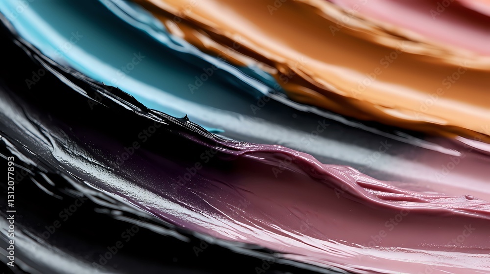 Poster colorful abstract liquid waves in motion creating smooth flowing lines and gradients from black to t