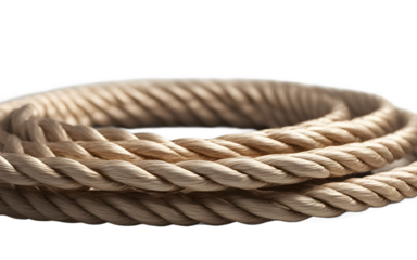 A coil of rope for various uses, isolated on a empty plain background