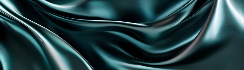 Abstract draped turquoise fabric creates fluid flowing wavy shapes