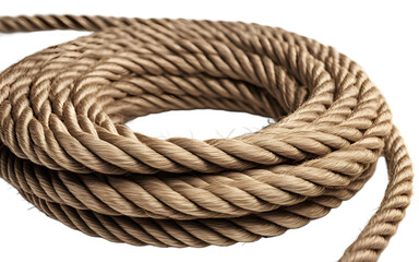 A coil of rope for various uses, isolated on a empty plain background