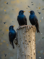 Obraz premium Starlings coming in to roost