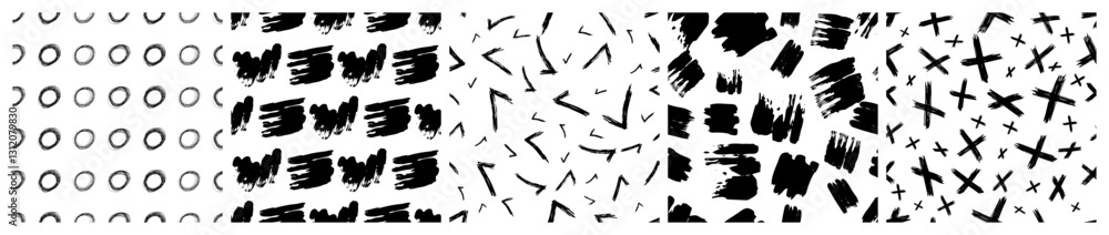 Poster set of seamless patterns with scribble smears