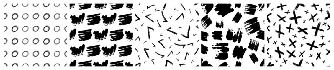 Set of seamless patterns with scribble smears