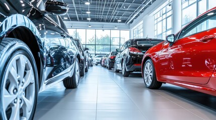 A large showroom displaying numerous stocks of used cars neatly lined up for sale, showcasing a variety of models and colors.