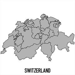 Obraz premium Switzerland map in grey style isolated on white background. Vector illustration.