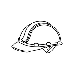  Hard hat set against a clean line art flat vector illustration.