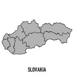 Fototapeta premium Slovakia map in grey style isolated on white background. Vector illustration.
