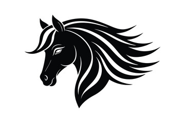 Silhouette art illustration of a horse face logo style.eps