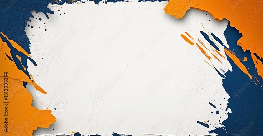 Poster artistic canvas: a vibrant abstract design featuring splashes of blue and orange, creating a dynamic