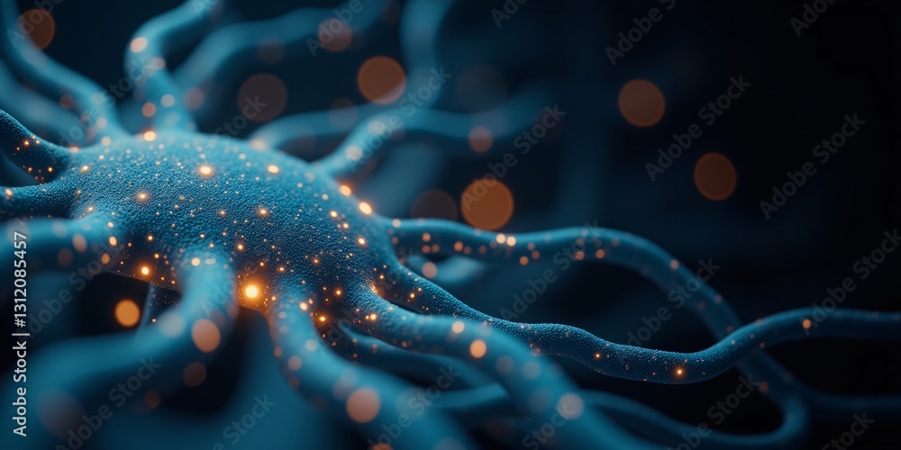 Poster illuminated neural pathways a microscopic journey into the intricate network of the human brain, sho