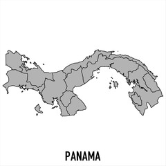 Panama map in grey style isolated on white background. Vector illustration.