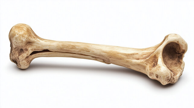 The bone rests on a white background, highlighting its smooth texture.
