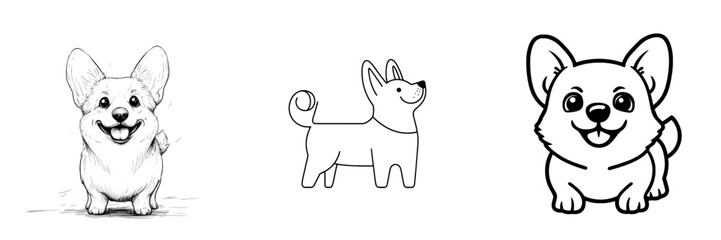 A minimalist illustration of a hound dog, created using a continuous line, showcases the animal sitting alone on the ground, symbolizing a modern wildlife animals concept in a simple yet elegant