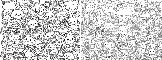 The illustration features a cute set of hand-drawn doodles isolated on a white background
