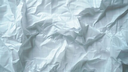 a hyper-realistic image of crumpled white paper with faint grid lines