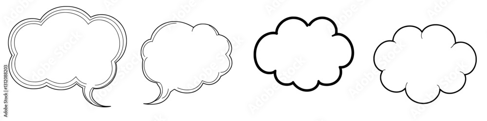 Aufkleber hand-drawn pop art elements like vintage speech clouds, thinking bubbles, and conversation text elem