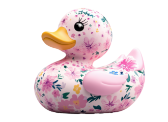 Colorful floral rubber duck designed for children's bath time fun in a playful setting, perfect for adding joy and creativity to water activities