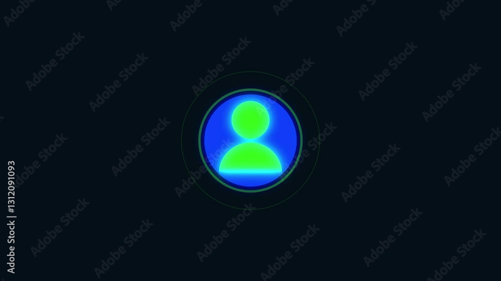 Poster profile with check mark icon. user account accepted symbol black background. neon glowing user icon 