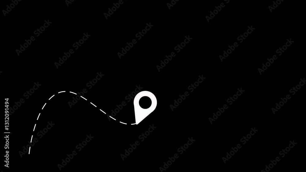 Poster abstract blue location point or map pin on path digital marketing technology tech innovation. 3d ani
