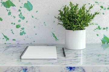 A serene workspace featuring a simple notebook and a pen, symbolizing the quiet focus needed for remote productivity.